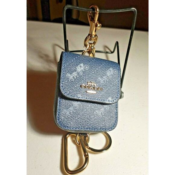 Coach Multi Attachments Case Bag Charm With Horse & Carriage Dot Print Blue 4305 - Picture 1 of 12